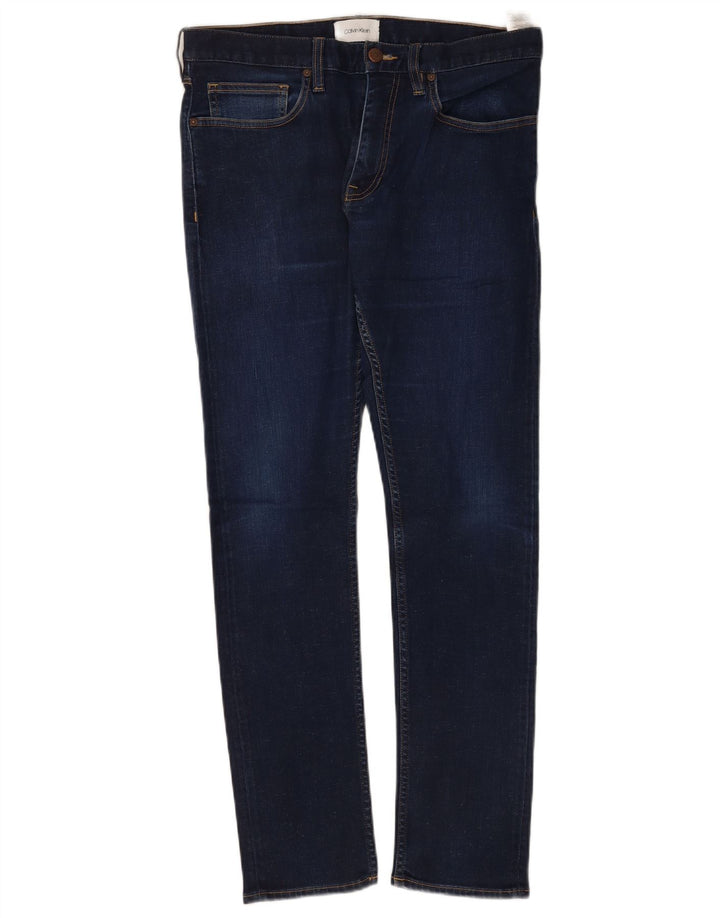 Jeans dritti da uomo Calvin Klein W32 L32 cotone blu navy