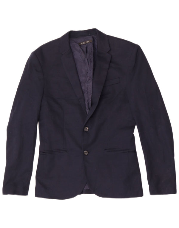 Giacca blazer da uomo a 2 bottoni Zara UK 38 poliestere blu navy medio