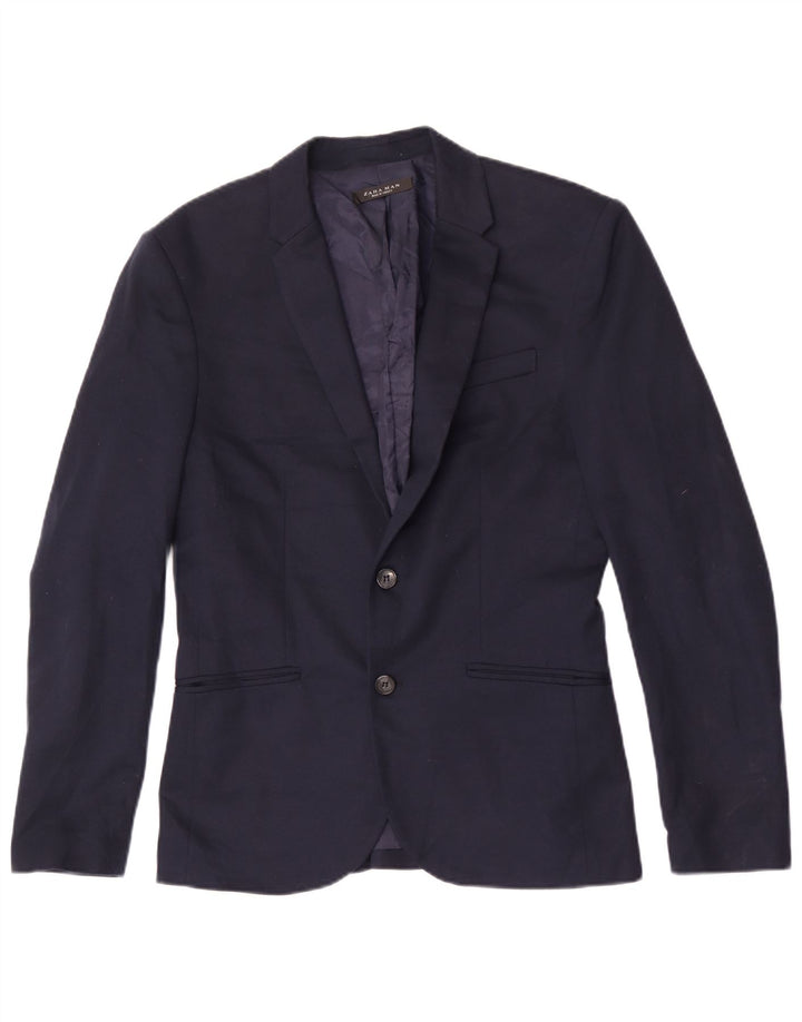 Giacca blazer da uomo a 2 bottoni Zara UK 38 poliestere blu navy medio