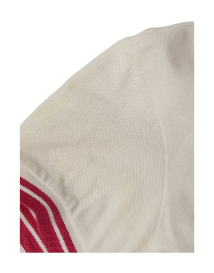 ASICS Womens Polo Shirt UK 10 Small White Cotton Vintage Asics and Second-Hand Asics from Messina Hembry 