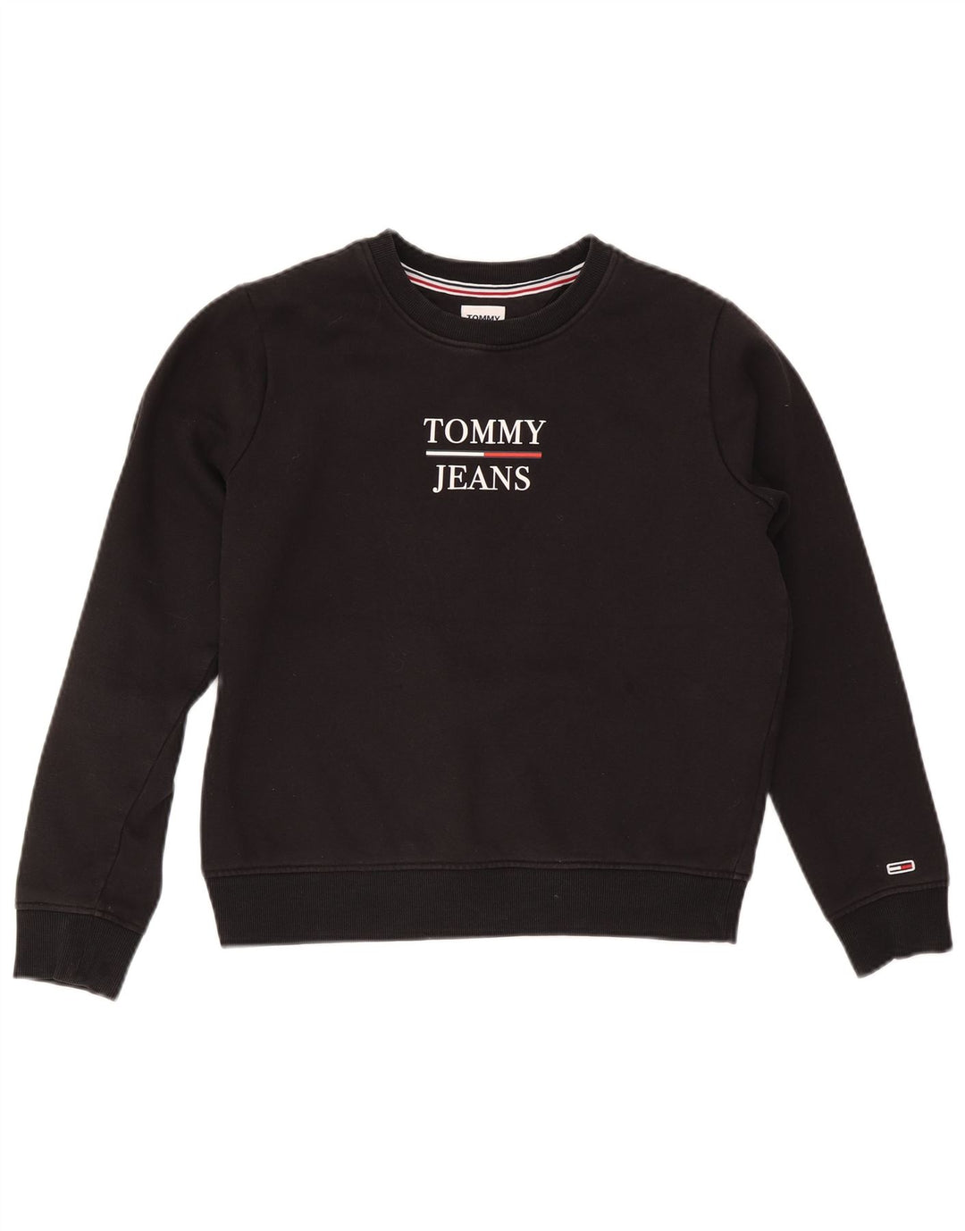 Felpa oversize con grafica da donna Tommy Hilfiger Maglione UK 10 Small Nero