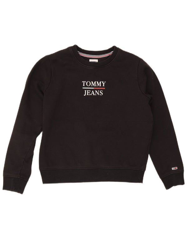 Felpa oversize con grafica da donna Tommy Hilfiger Maglione UK 10 Small Nero