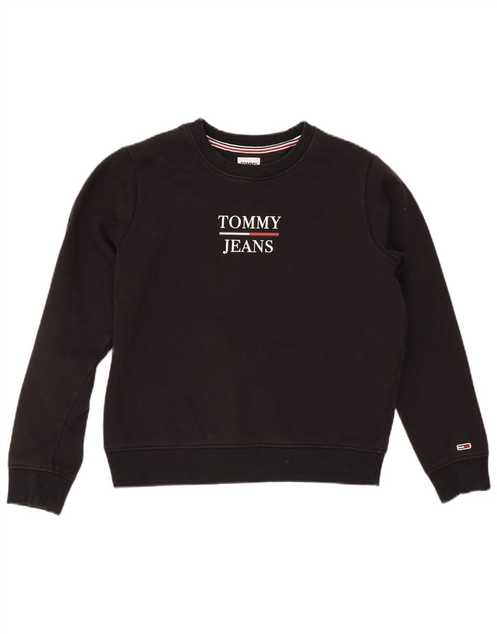 Felpa oversize con grafica da donna Tommy Hilfiger Maglione UK 10 Small Nero