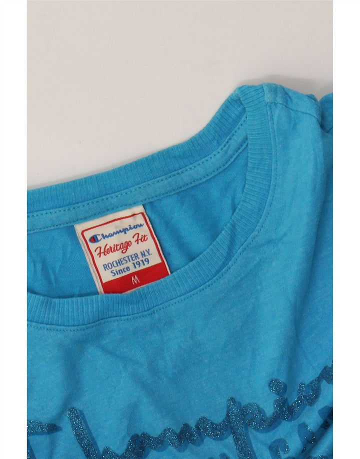 CHAMPION T-shirt grafica da donna Heritage Fit UK 12 Blu medio