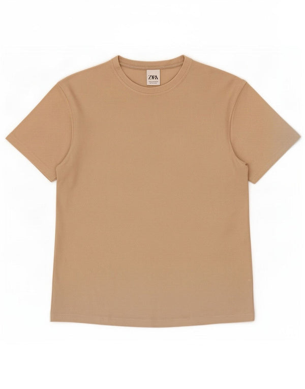 T-shirt Zara da uomo Top in cotone beige medio