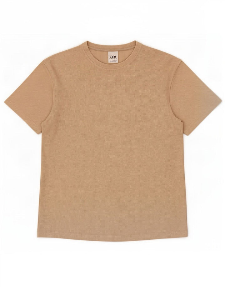 T-shirt Zara da uomo Top in cotone beige medio