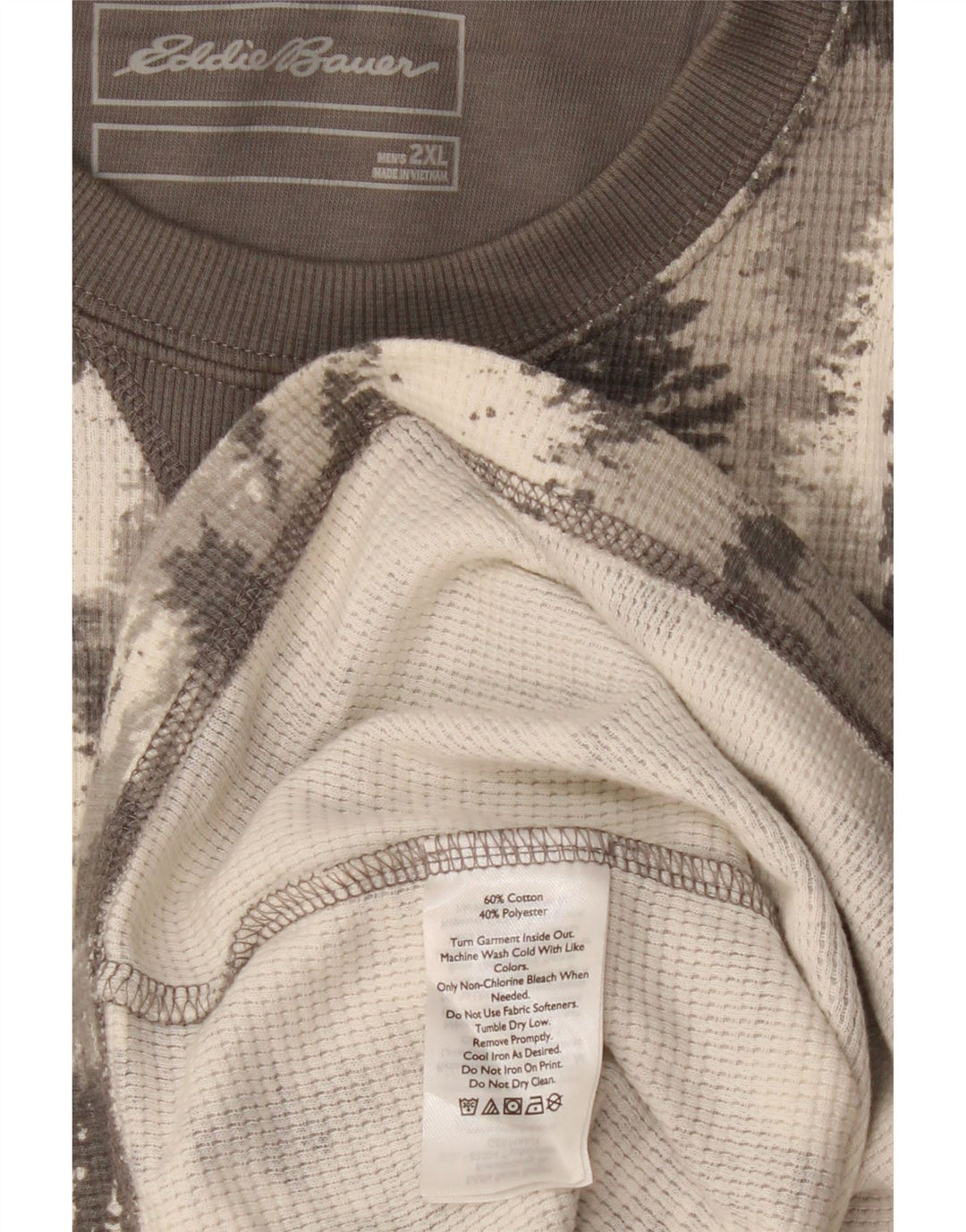 EDDIE BAUER Top da uomo con motivo astratto manica lunga 2XL cotone grigio
