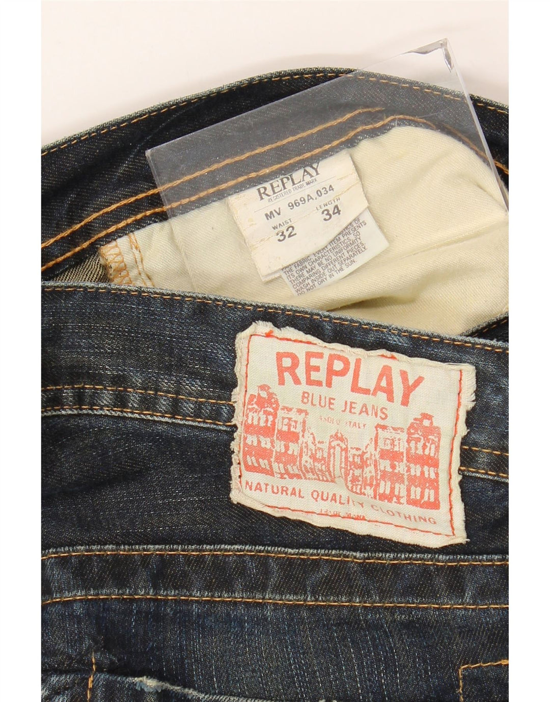 Jeans dritti da donna Replay W32 L29 cotone blu navy