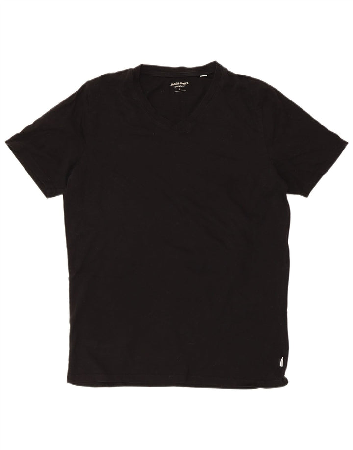 JACK & JONES T-shirt da uomo grande grande in cotone nero