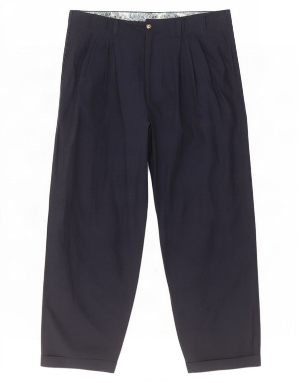 Pantaloni chino vintage da uomo con pegged IT 50 Large W32 L27 in cotone blu navy