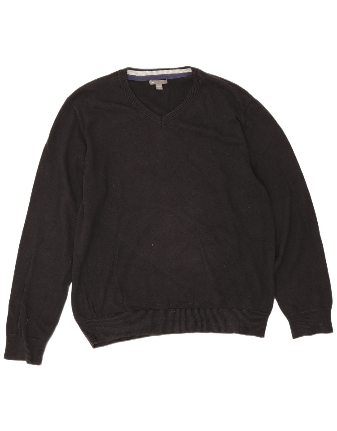 Gap Maglione da uomo con scollo a V grande in cotone nero