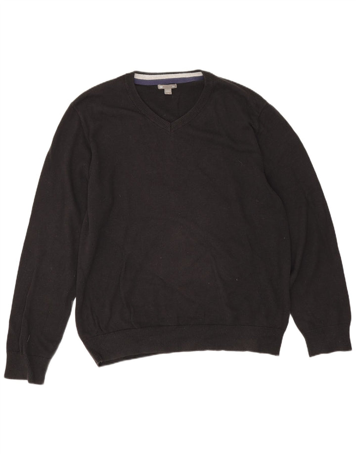 Gap Maglione da uomo con scollo a V grande in cotone nero