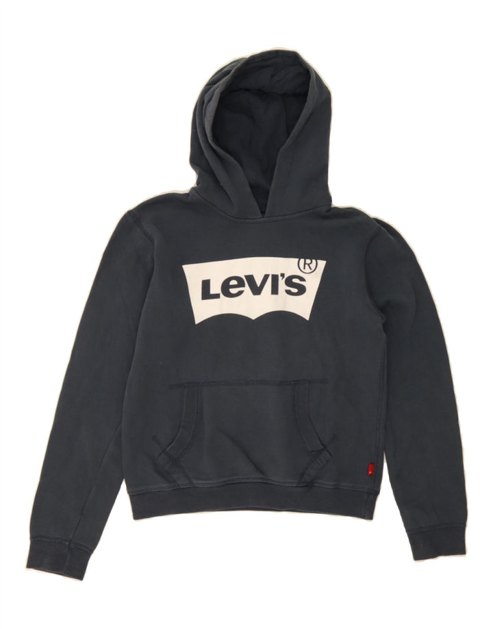 LEVI'S Boys Graphic Hoodie Jumper 11-12 Years Navy Blue Vintage Levi's and Second-Hand Levi's from Messina Hembry 