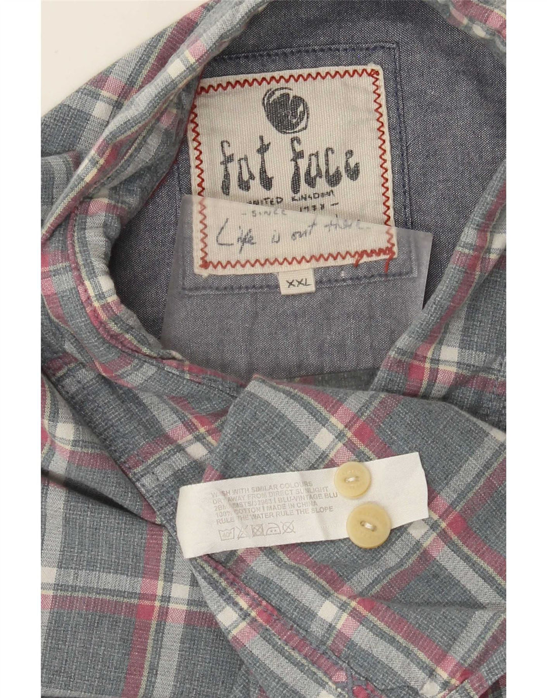 Camicia da uomo vestibilità regolare Fat Face 2XL cotone scozzese grigio