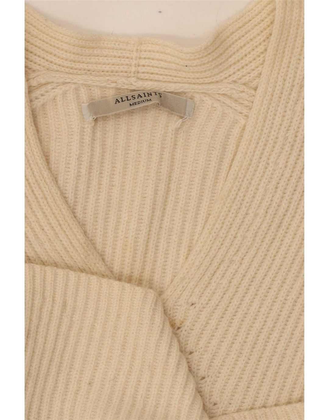 Maglione maglione oversize con scollo a V da donna All Saints UK 14 medio bianco sporco