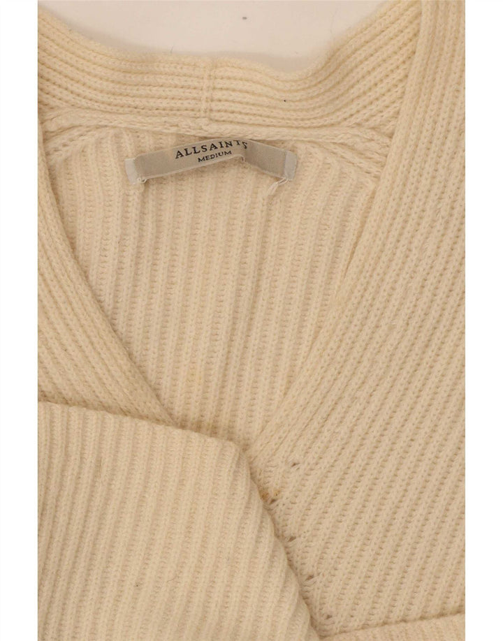Maglione maglione oversize con scollo a V da donna All Saints UK 14 medio bianco sporco