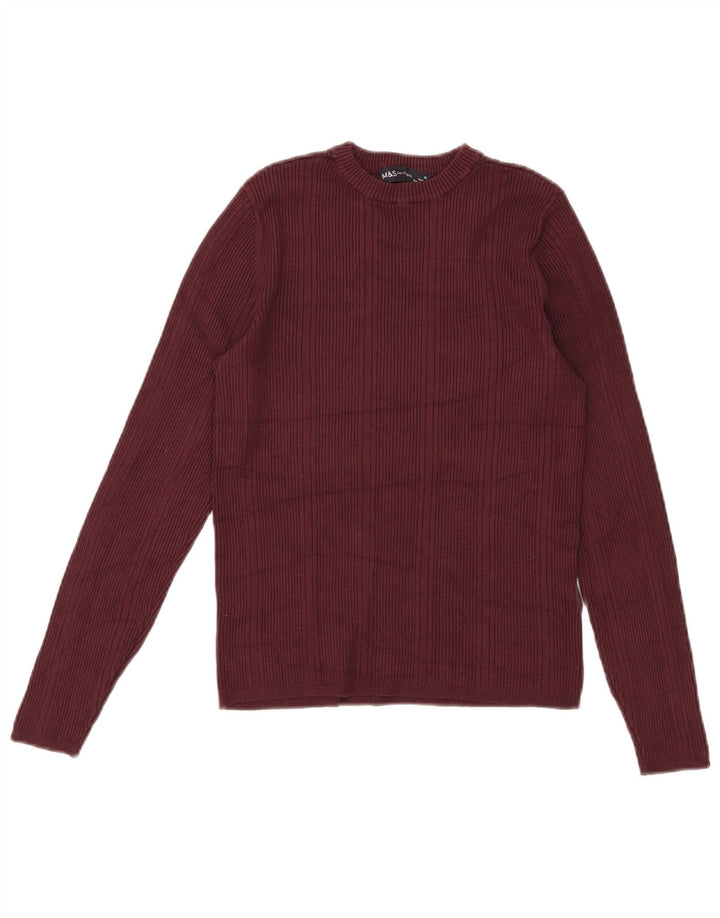 Maglione maglione girocollo da donna Marks & Spencer UK 12 Borgogna medio