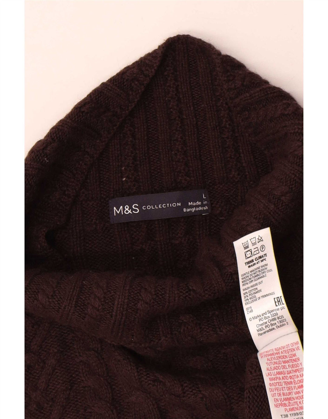 Maglione maglione a collo alto da donna Marks & Spencer UK 16 grande marrone