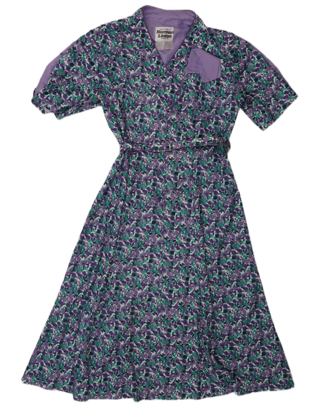 NORMAN LINTON Womens A-Line Dress UK 16 Large  Purple Floral Polyester