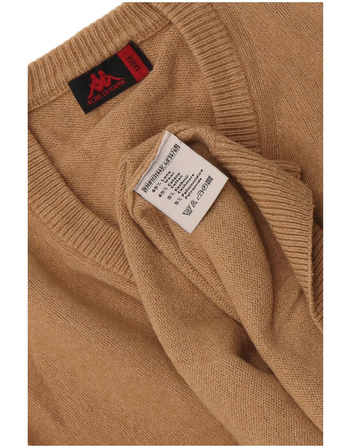 Maglione Kappa da uomo con scollo a V, grande, in cotone marrone