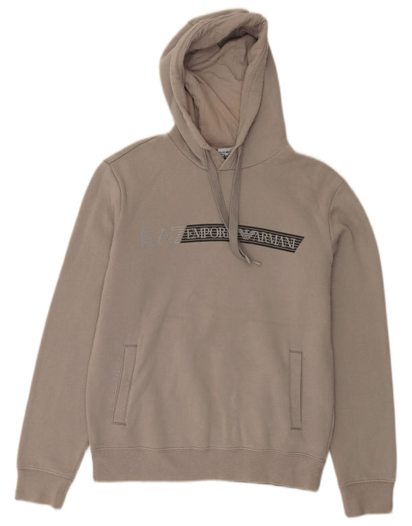 Felpa con cappuccio grafica da uomo Emporio Armani XS in cotone grigio