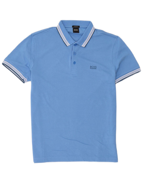 Polo Hugo Boss da uomo vestibilità regolare, cotone a righe grandi blu