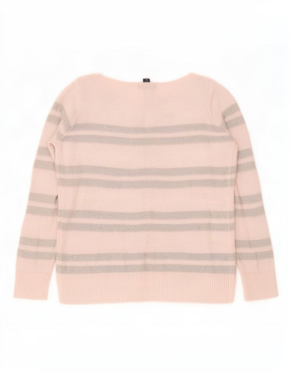 Maglione maglione con scollo a barca da donna Gap UK 14 Cotone a righe rosa medio