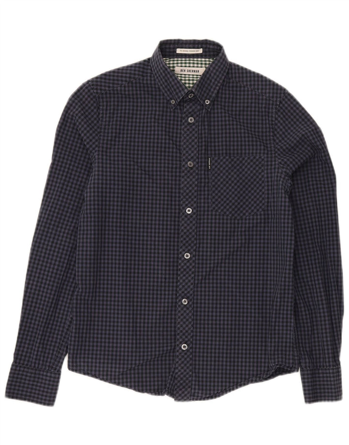 Camicia da uomo BEN SHERMAN XS in cotone a quadretti blu navy