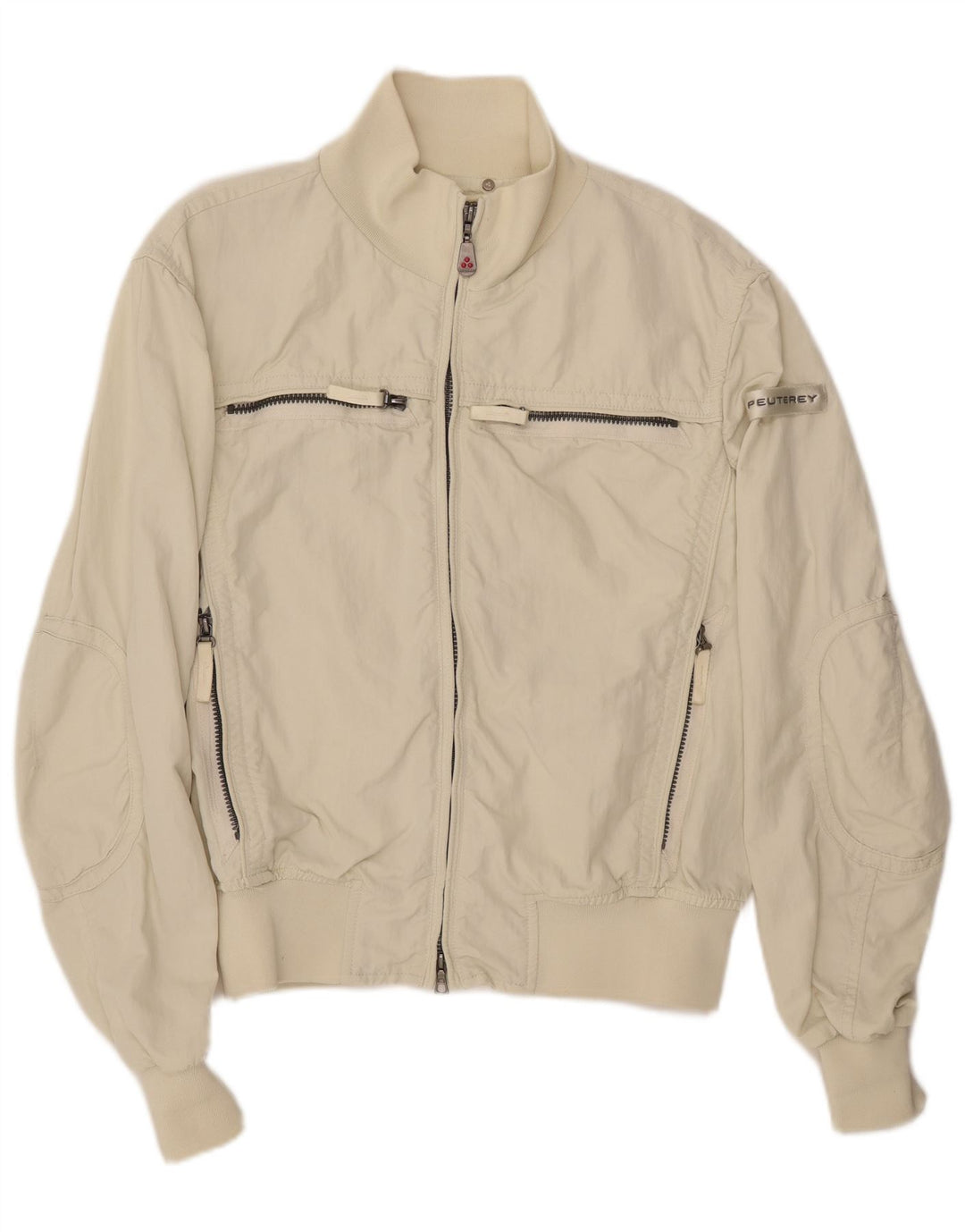 PEUTEREY Giubbotto bomber da uomo UK 40 Large in nylon bianco sporco