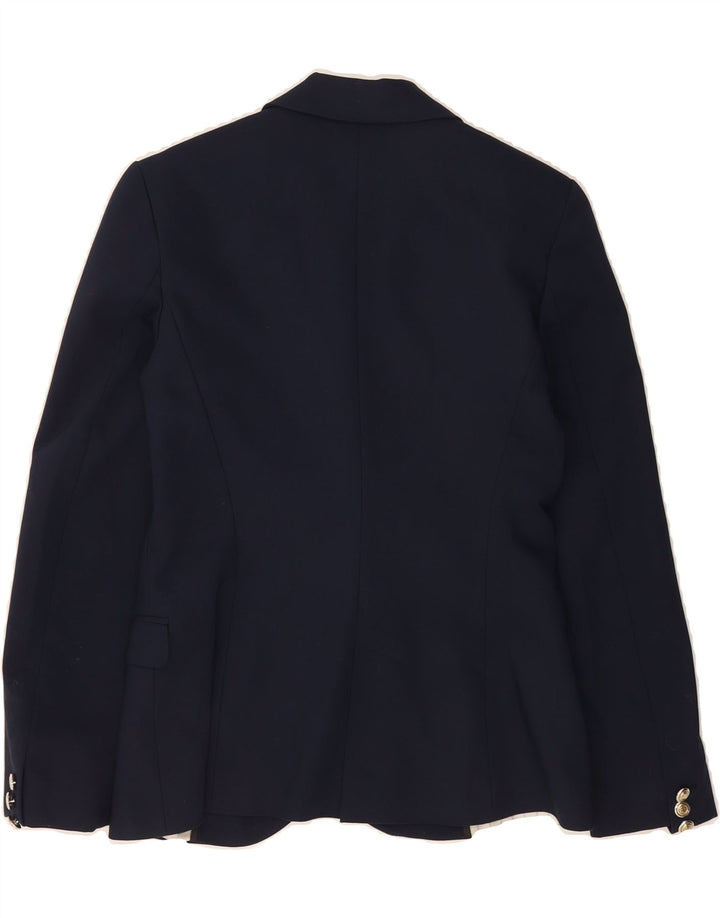 ZARA Womens 1 Button Blazer Jacket UK 6 XS Navy Blue Cotton Vintage Zara and Second-Hand Zara from Messina Hembry 