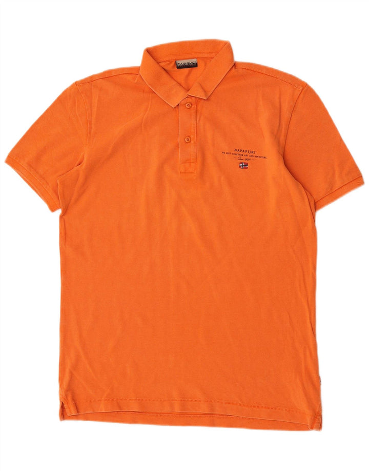 Polo da uomo Napapijri in cotone arancione medio