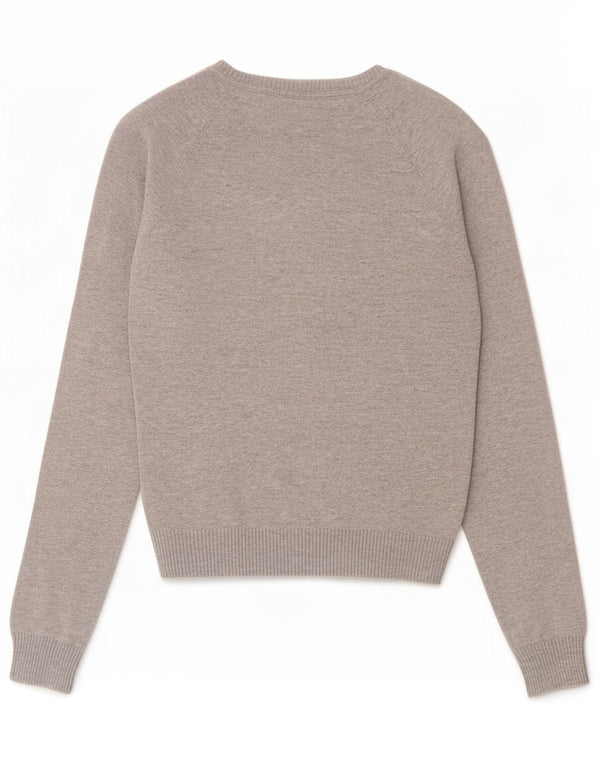 Zara Womens V-Neck Jumper Sweater UK 8 Small Grey Flecked Cotton