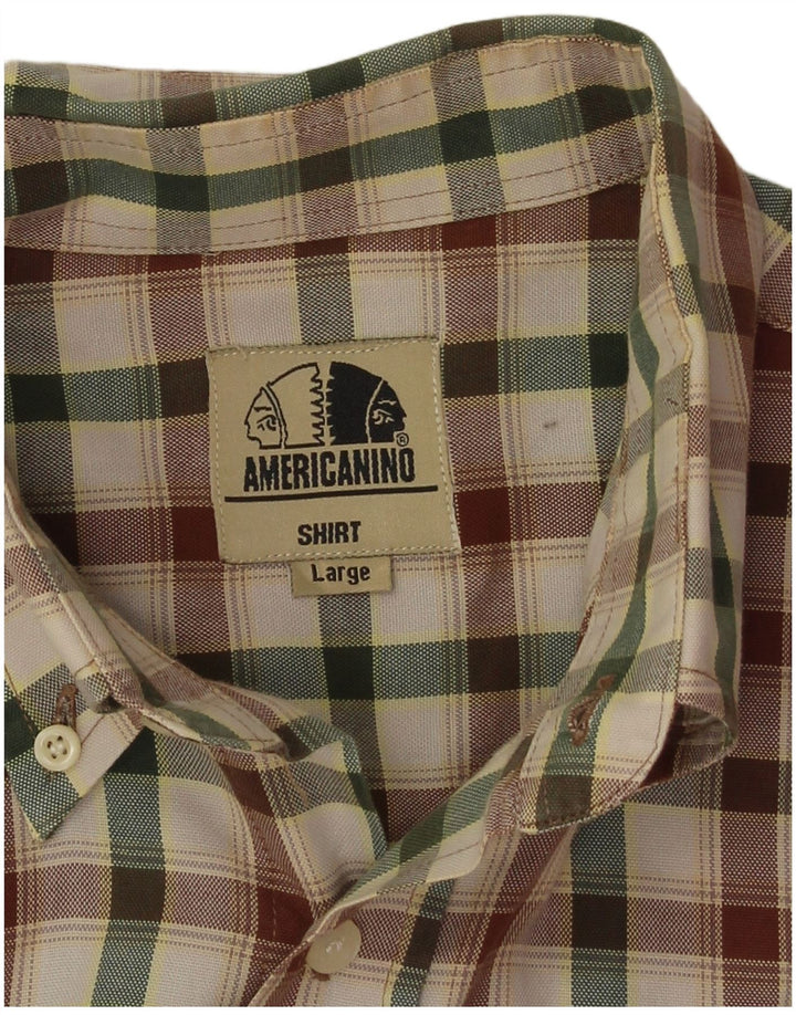 Camicia Uomo Americanino A Quadri Grandi Multicolori In Cotone
