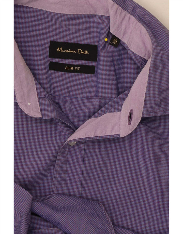 Camicia slim fit da uomo Massimo Dutti XL viola a quadretti