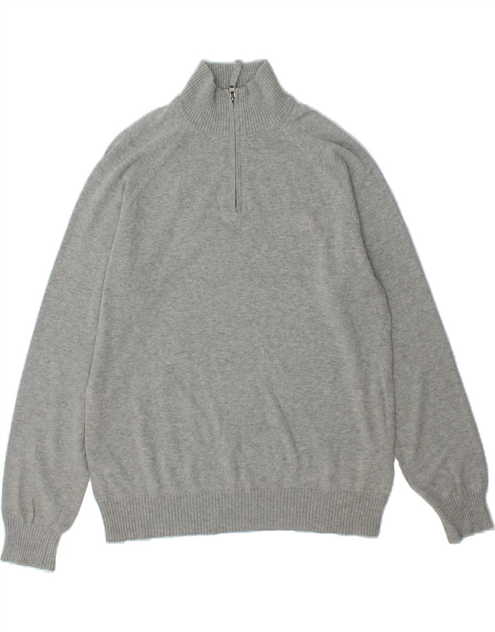TIMBERLAND Mens Regular Fit Zip Neck Jumper Sweater Medium Grey Cotton Vintage Timberland and Second-Hand Timberland from Messina Hembry 