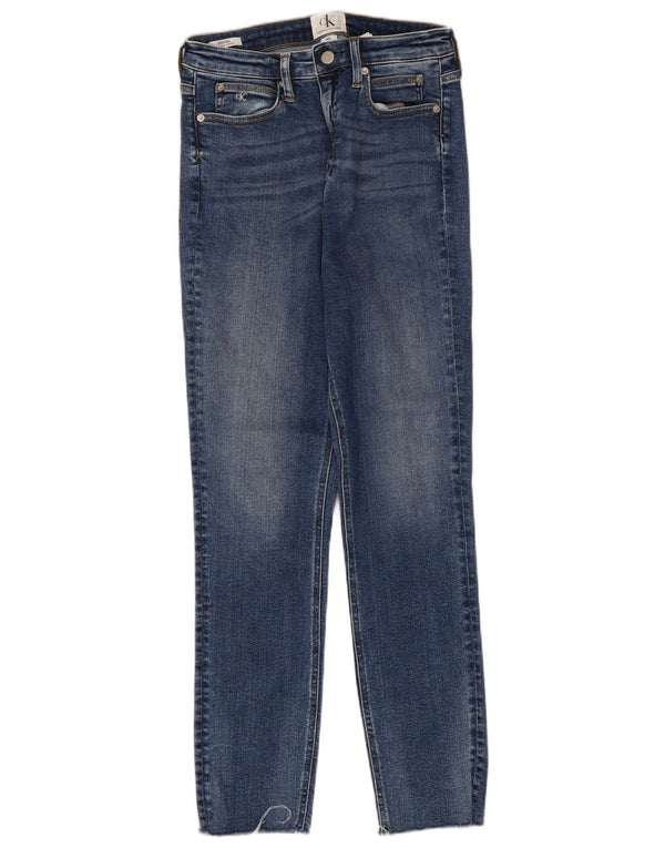 Jeans skinny a vita alta da donna Calvin Klein W30 L28 cotone blu