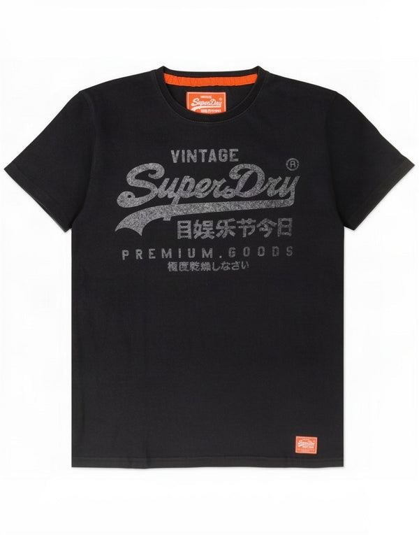 Superdry T-shirt grafica da uomo grande nera in cotone