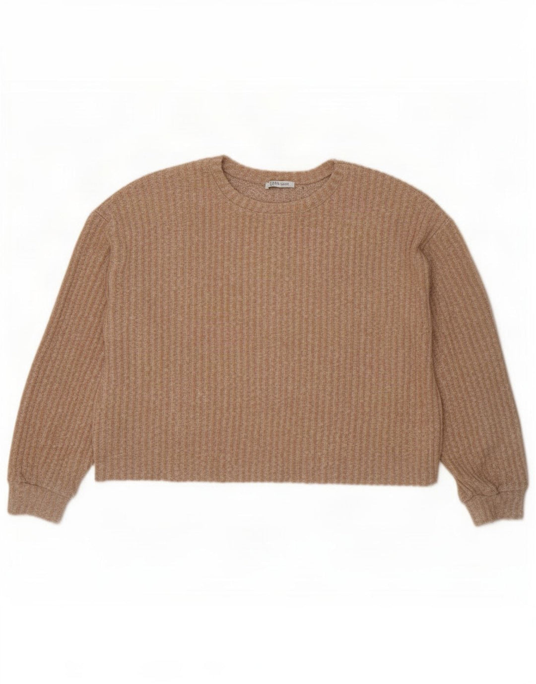 Maglione girocollo oversize corto da donna Zara UK 14 Beige medio