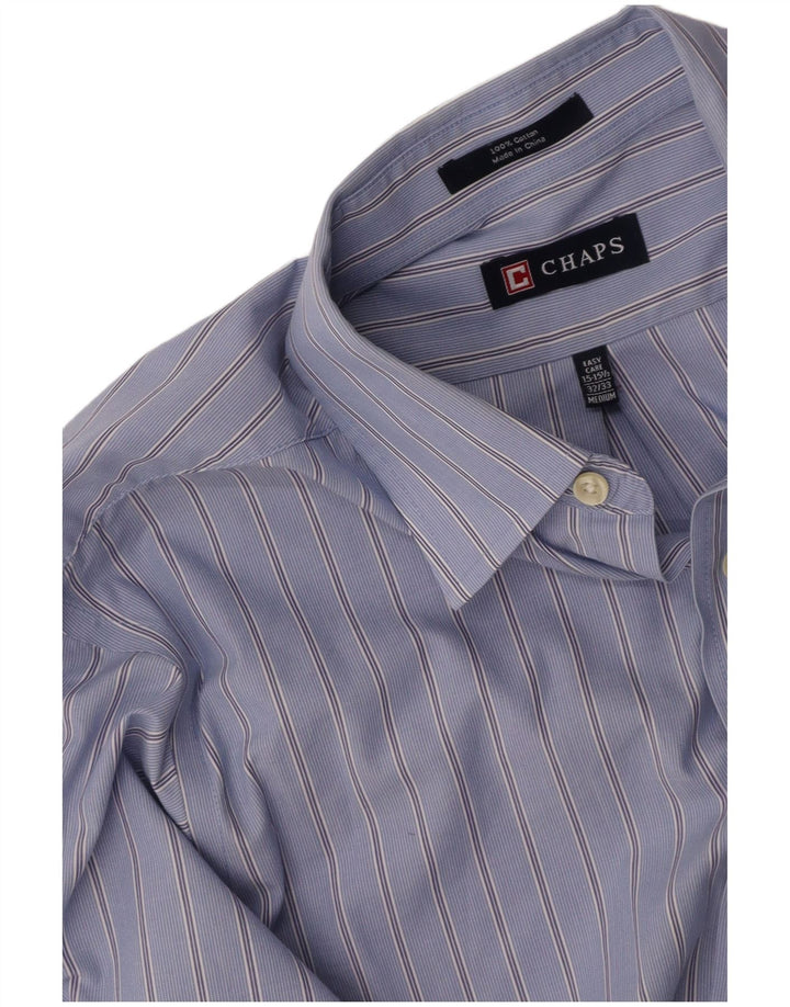 CHAPS Mens Shirt Size 15 1/2 Medium Blue Striped Cotton
