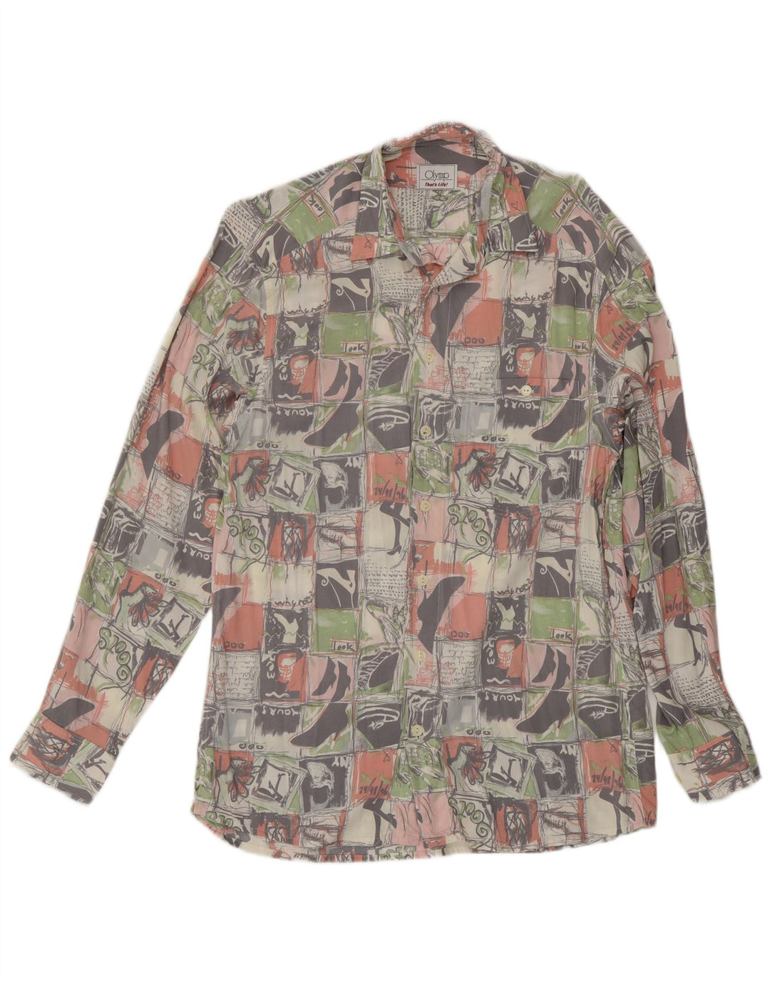 Camicia grafica da uomo Olymp taglia 38 viscosa patchwork multicolore media