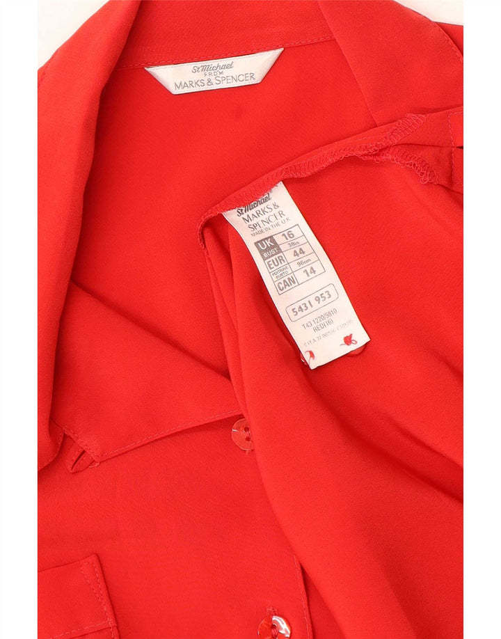 Marks & Spencer Donna St. Michael Camicia Camicetta UK 16 Grande Poliestere Rosso