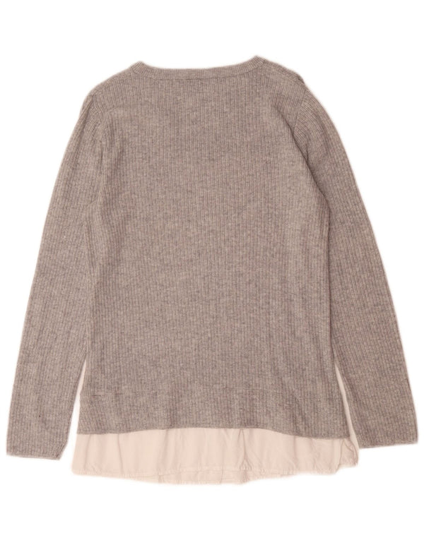 Topshop Maglione da donna con scollo a barchetta alto UK 10 Small Grey Colourblock