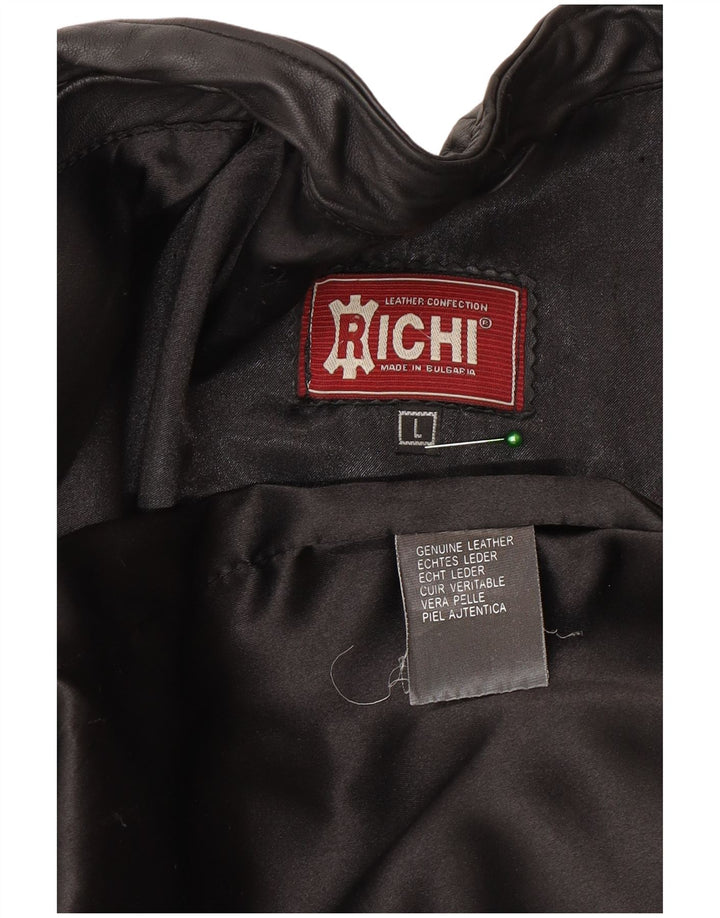 Giacca in pelle vintage da uomo UK 40 grande in pelle nera