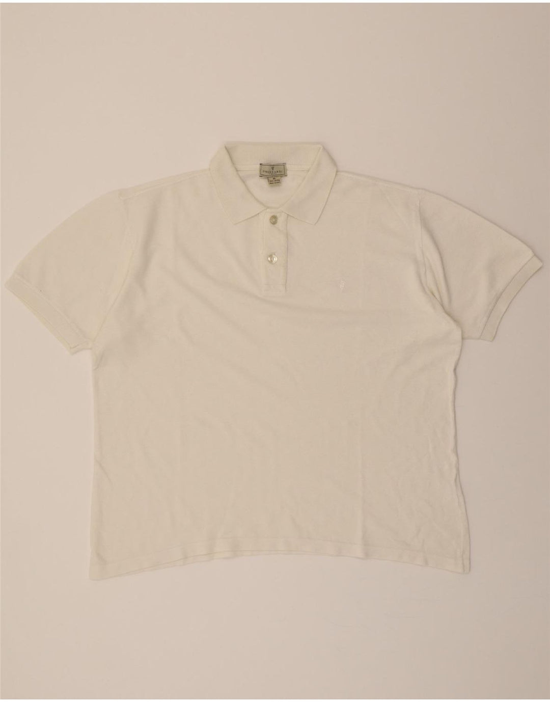 TRUSSARDI Mens Polo Shirt XL White Cotton Vintage Trussardi and Second-Hand Trussardi from Messina Hembry 