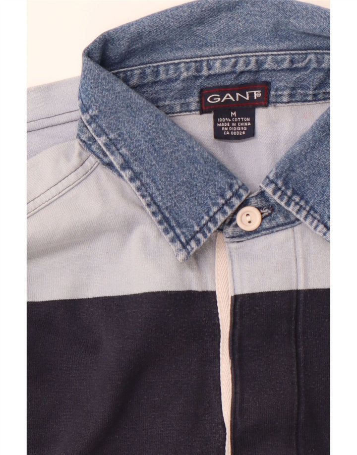 GANT Polo da rugby da uomo a maniche lunghe in cotone a righe medie blu navy