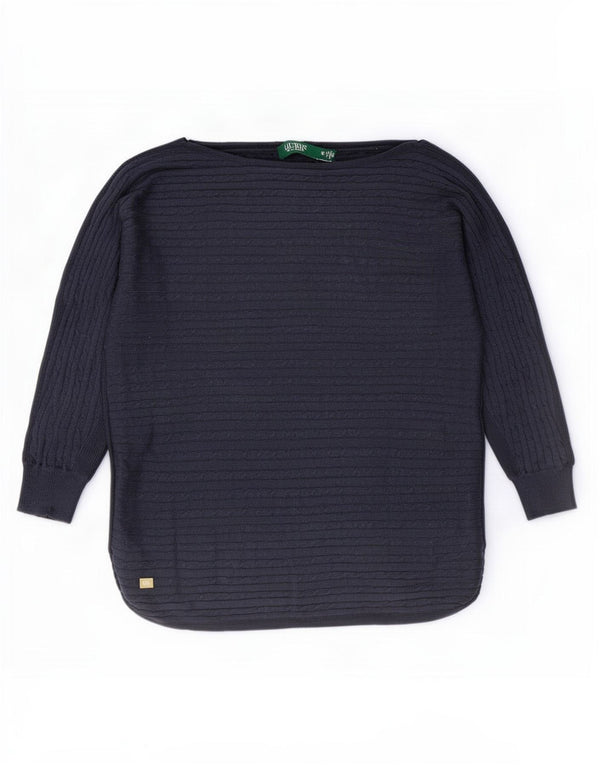 Ralph Lauren Maglione da donna con scollo a barca con maniche a 3/4 UK 6 XS Blu navy