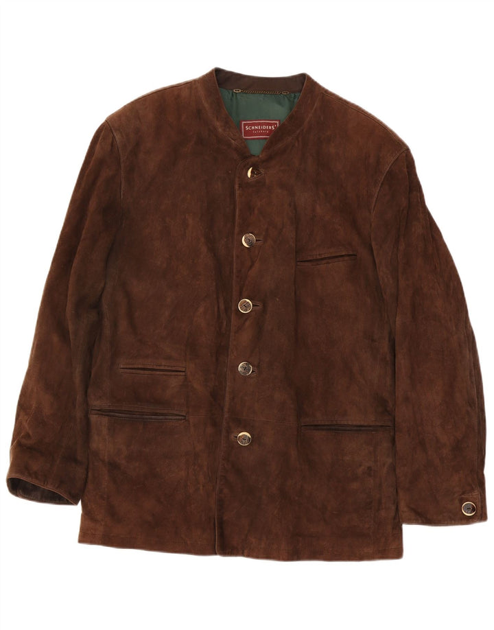 Giacca in pelle scamosciata da uomo Schneiders UK 44 2XL Classica in pelle marrone