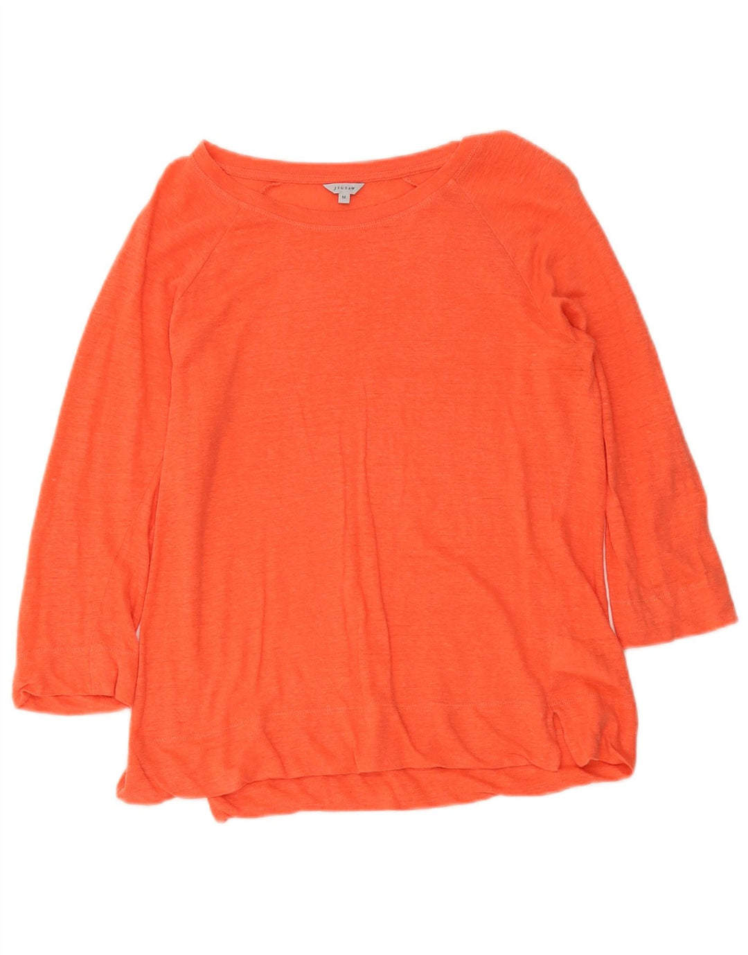 Jigsaw Top da donna manica 3/4 UK 12 Lino arancione medio