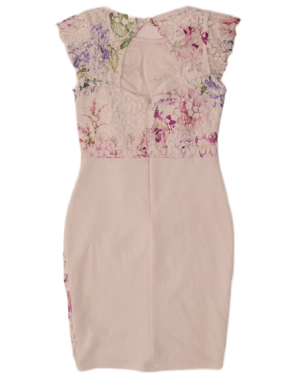 Abito tubino in pizzo da donna Lipsy UK 12 Poliestere floreale bianco medio