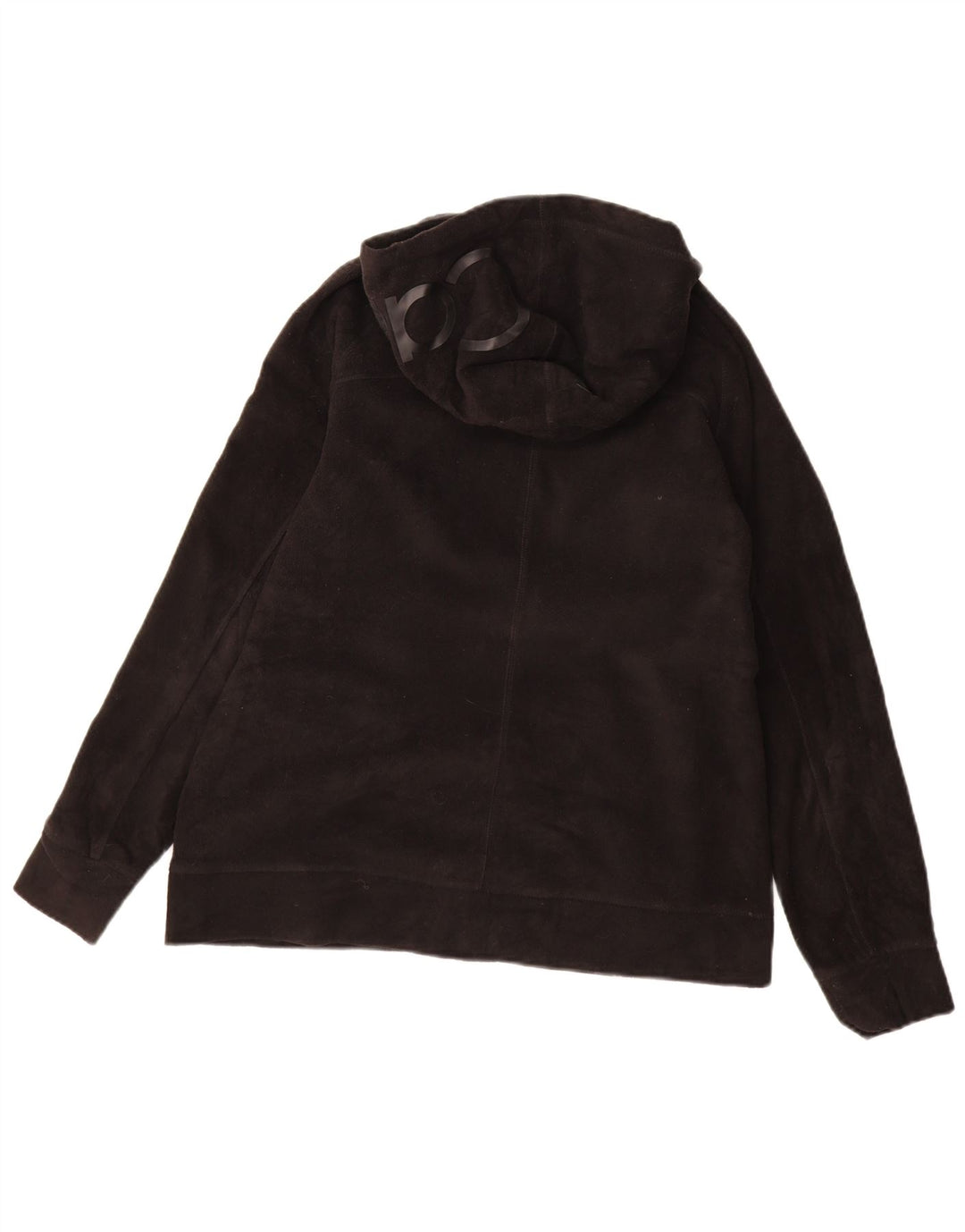 CALVIN KLEIN Giacca in pile con cappuccio grafico da donna UK 14 Medium Nero